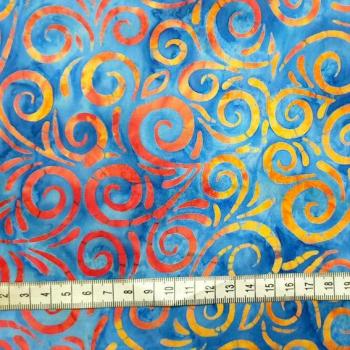 Preview: ORANGE BLUE - Chrome - Batikstoff aus Indonesien